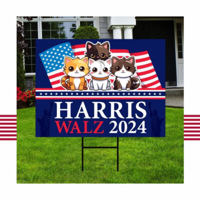 Harris Walz 2024 Cats For Kamala Yard Sign