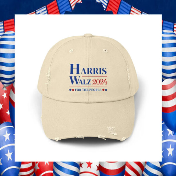 Harris Walz 2024 Distressed Baseball Cap