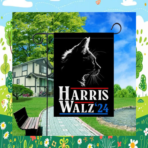Harris Walz 2024 Garden Flag, Childless Cat Ladies Flag