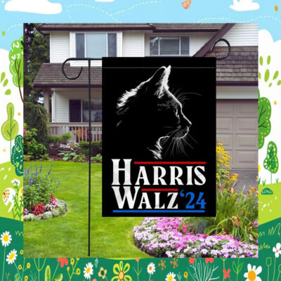 Harris Walz 2024 Garden Flag, Childless Cat Ladies Flag