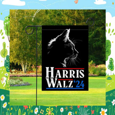 Harris Walz 2024 Garden Flag, Childless Cat Ladies Flag