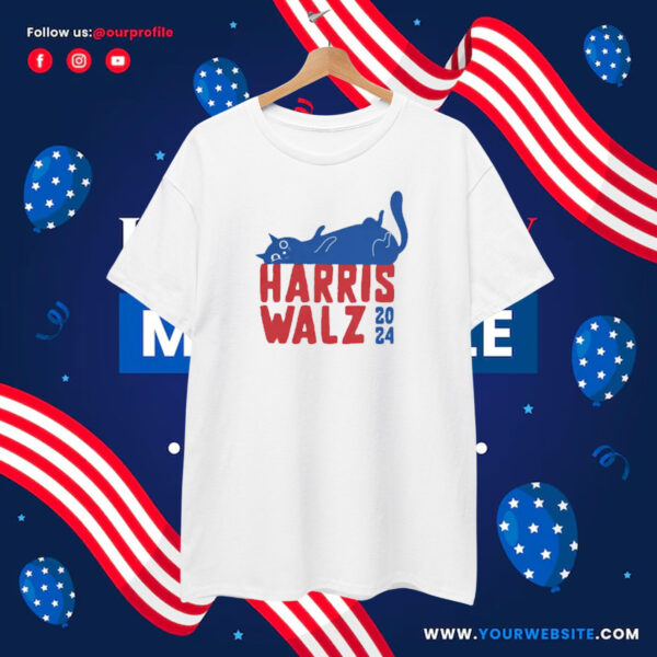 Harris Walz 2024, V-Neck T-Shirt, Cat Ladies for Kamala T-Shirt