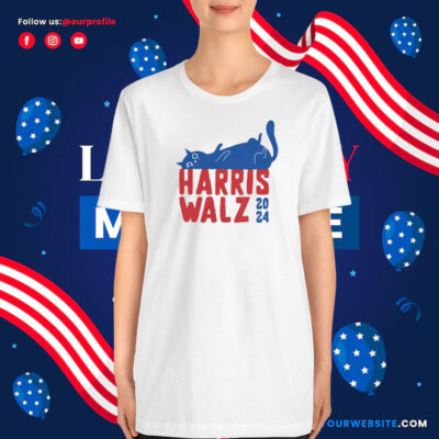 Harris Walz 2024, V-Neck T-Shirt, Cat Ladies for Kamala T-Shirt