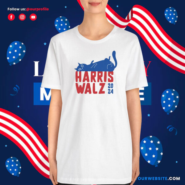 Harris Walz 2024, V-Neck T-Shirt, Cat Ladies for Kamala T-Shirt