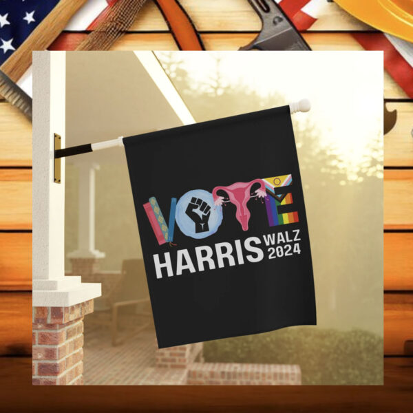 Harris Walz 2024 Vote Garden Flag, Banned Books, BLM, Reproductive Rights, LGBT Rights