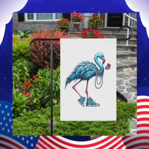 Harris Walz Blue Flamingo Garden Flag