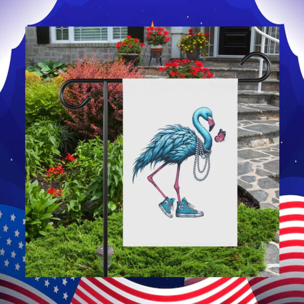 Harris Walz Blue Flamingo Garden Flag