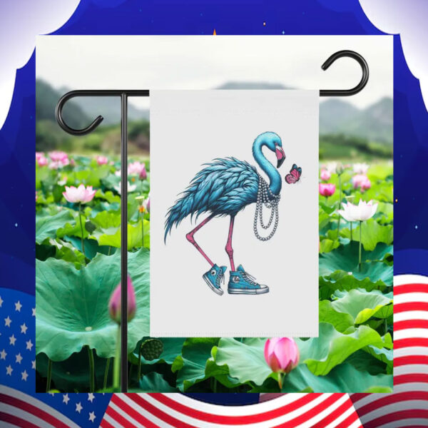 Harris Walz Blue Flamingo Garden Flag
