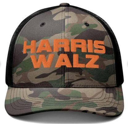Harris Walz Camo Embroidered Trucker Cap