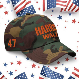 Harris Walz Camo Hat Embroidered