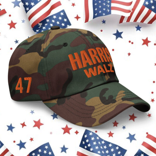 Harris Walz Camo Hat Embroidered