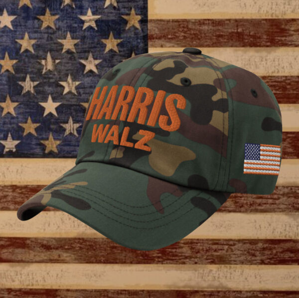 Harris Walz Camo Hat Embroidered