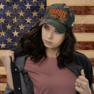 Harris Walz Camo Hat Embroidered