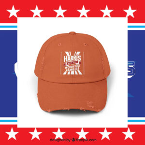 Harris Walz For Working Families Unisex Distressed Cap Presidential Election 2024 Men's Cap