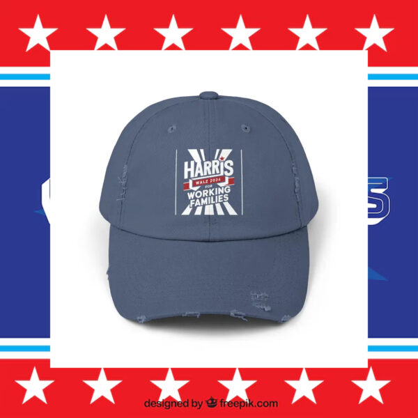 Harris Walz For Working Families Unisex Distressed Cap Presidential Election 2024 Men's Cap