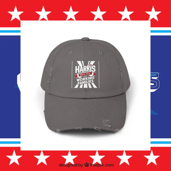 Harris Walz For Working Families Unisex Distressed Cap Presidential Election 2024 Men's Cap
