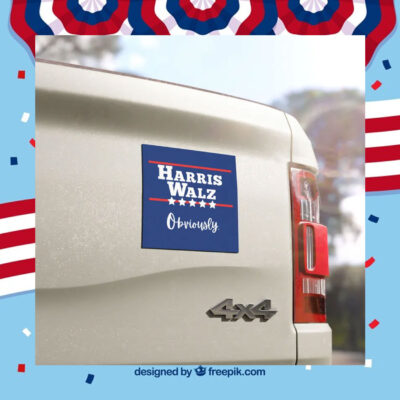 Harris Walz Obviously Election Car Magnets Vote 2024