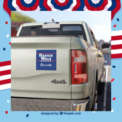 Harris Walz Obviously Election Car Magnets Vote 2024