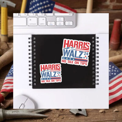 Harris Walz President 2024 Decal Sticker, No Tax On Tips Sticker