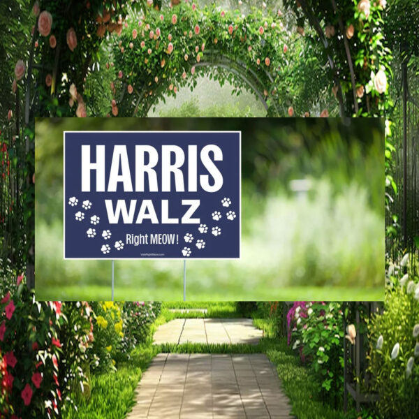 Harris Walz Right Meow Blue Yard Sign