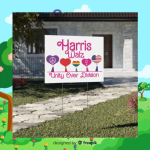 Harris Walz Unity Over Division Garden Sign