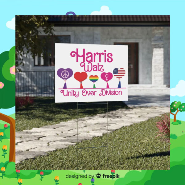 Harris Walz Unity Over Division Garden Sign