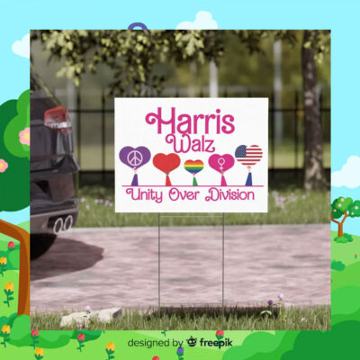 Harris Walz Unity Over Division Garden Sign