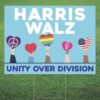 Harris Walz Unity Over Division Political Yard Lawn Sign