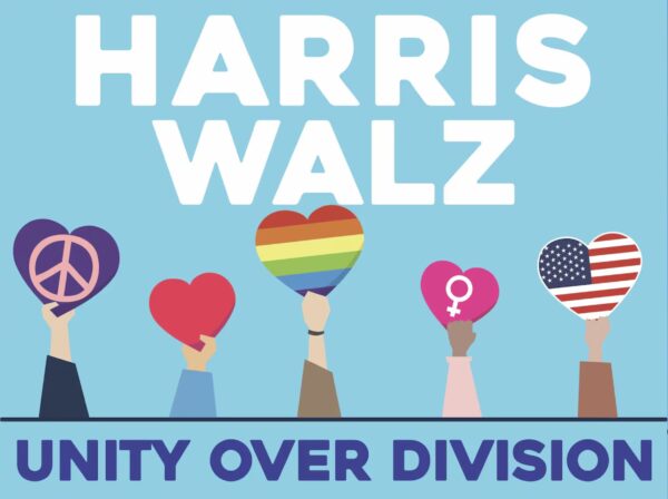 Harris Walz Unity Over Division Political Yard Lawn Sign
