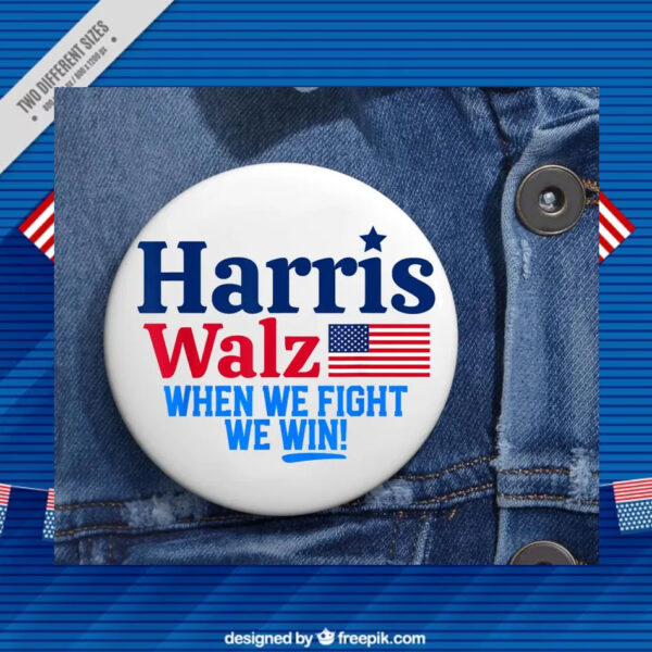 Harris Walz When We Fight We Win Pin Buttons