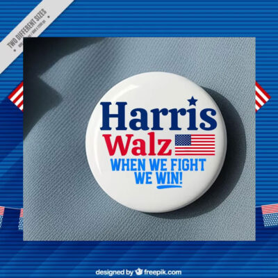 Harris Walz When We Fight We Win Pin Buttons