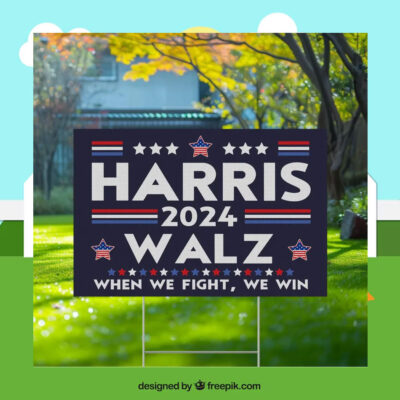 Harris Walz When We Fight We Win Yard Sign