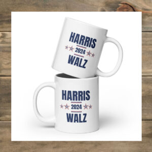 Harris and Walz Presidential Election White Glossy Mug