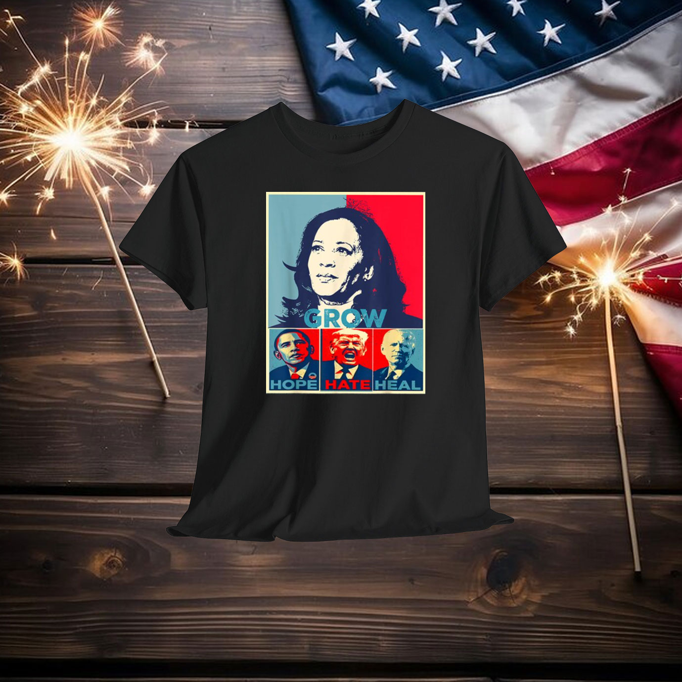 Hope Hate Heal Grow Shirt, Kamala Harris Support T-Shirt