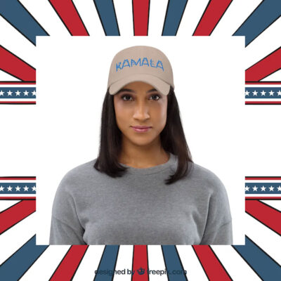 Kamala Cat Letter Embroidered Dad hat Blue Text Cat Lady Election 2024