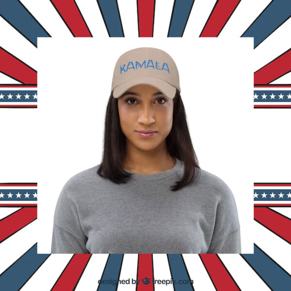 Kamala Cat Letter Embroidered Dad hat Blue Text Cat Lady Election 2024