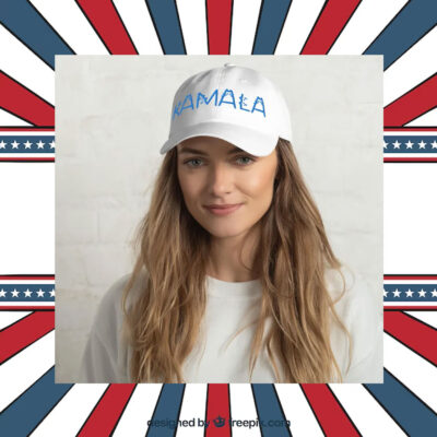 Kamala Cat Letter Embroidered Dad hat Blue Text Cat Lady Election 2024