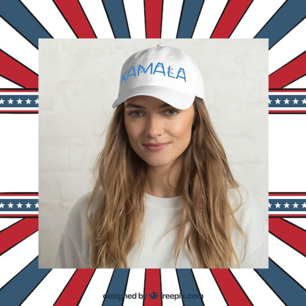Kamala Cat Letter Embroidered Dad hat Blue Text Cat Lady Election 2024