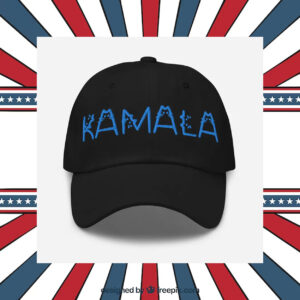 Kamala Cat Letter Embroidered Dad hat Blue Text Cat Lady Election 2024