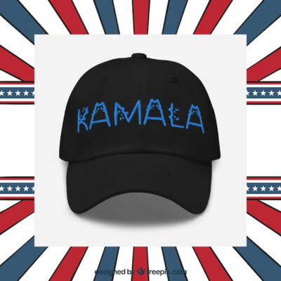 Kamala Cat Letter Embroidered Dad hat Blue Text Cat Lady Election 2024