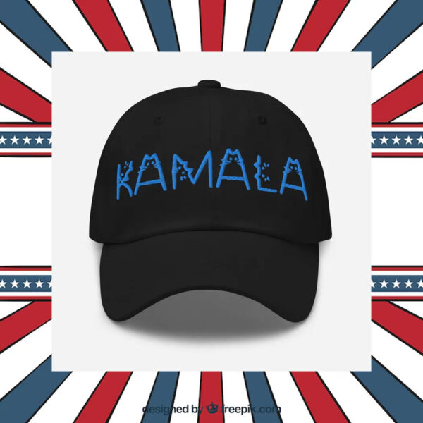 Kamala Cat Letter Embroidered Dad hat Blue Text Cat Lady Election 2024