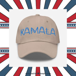 Kamala Cat Letter Embroidered Dad hat Blue Text Cat Lady Election 2024