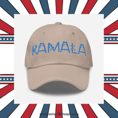 Kamala Cat Letter Embroidered Dad hat Blue Text Cat Lady Election 2024