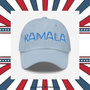 Kamala Cat Letter Embroidered Dad hat Blue Text Cat Lady Election 2024