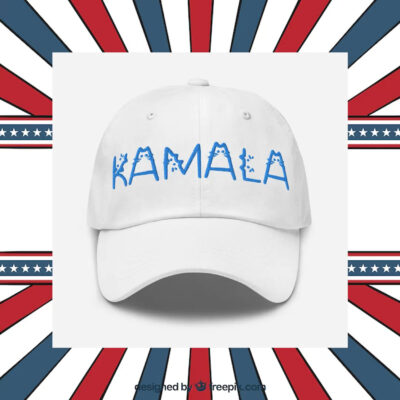 Kamala Cat Letter Embroidered Dad hat Blue Text Cat Lady Election 2024