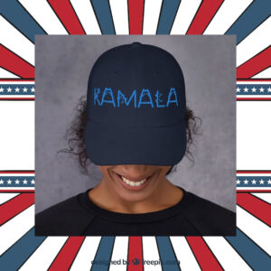 Kamala Cat Letter Embroidered Dad hat Blue Text Cat Lady Election 2024