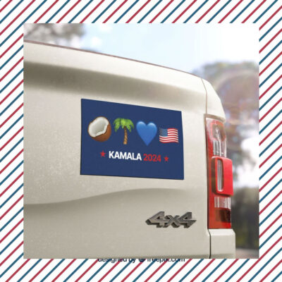 Kamala Harris 2024 Coconut Tree Car Magnet Magnetic Bumper Sticker