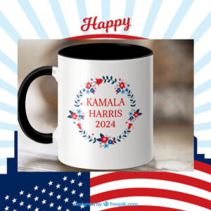Kamala Harris 2024 Mug, Patriotic Bulldog with Sunglasses Mug