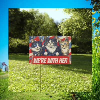 Kamala Harris 2024 President Yard Sign With Cat
