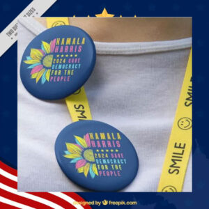 Kamala Harris 2024 Save Democracy For the people Pin Button